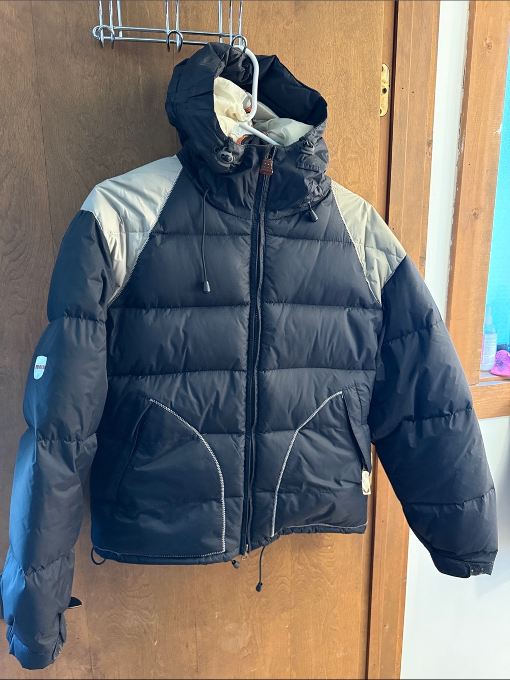 Monix Black Puffer Jacket with Light Gray Shoulder Panels